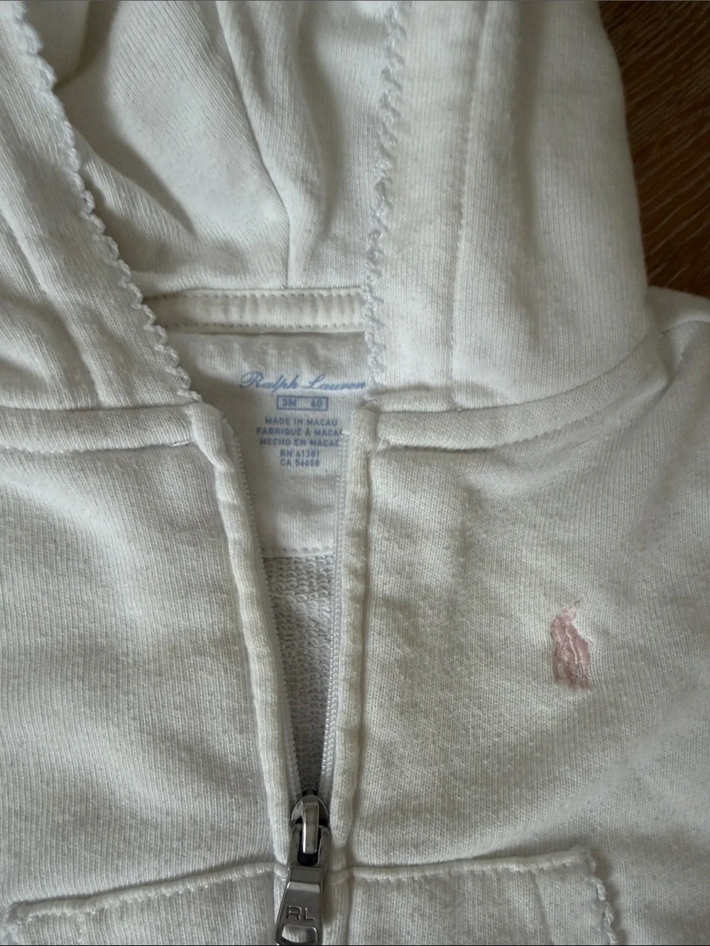 Ralph Lauren Baby White Hooded Sweatshirt and Pants Set